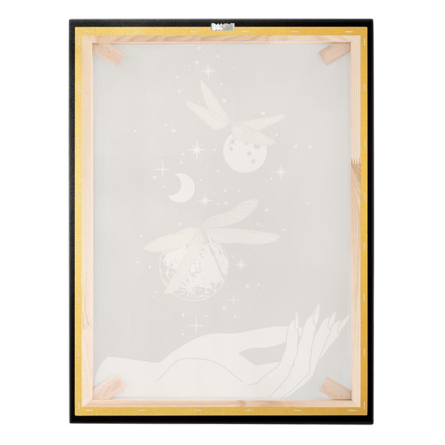 Canvas print gold - Magical Hand - Dragonfies And Planets