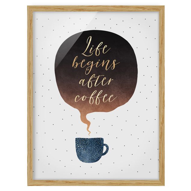 Framed poster - Life Begins After Coffee Dots