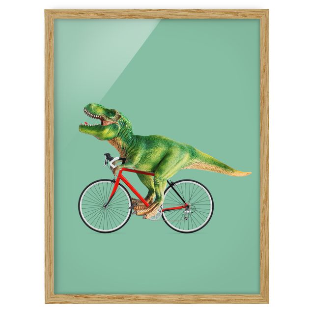 Framed poster - Dinosaur With Bicycle