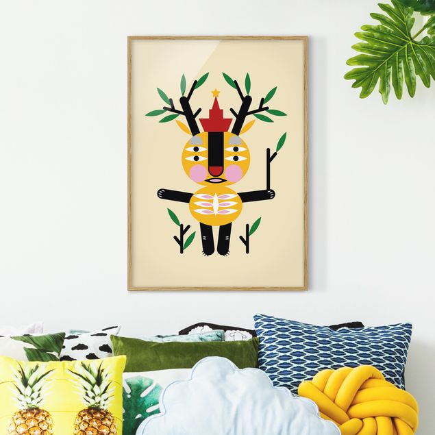 Framed poster - Collage Ethno Monster - Deer