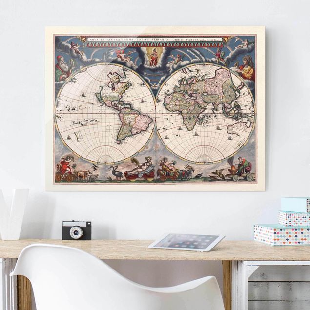 Glas Magnettafel Historic World Map Nova Et Accuratissima Of 1664
