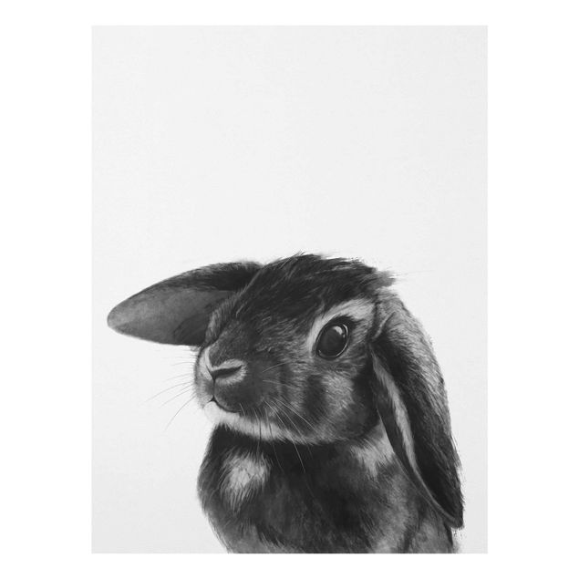 Glass print - Illustration Rabbit Black And White Drawing