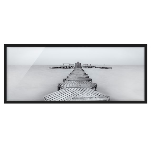 Framed poster - Wooden Pier In Black And White