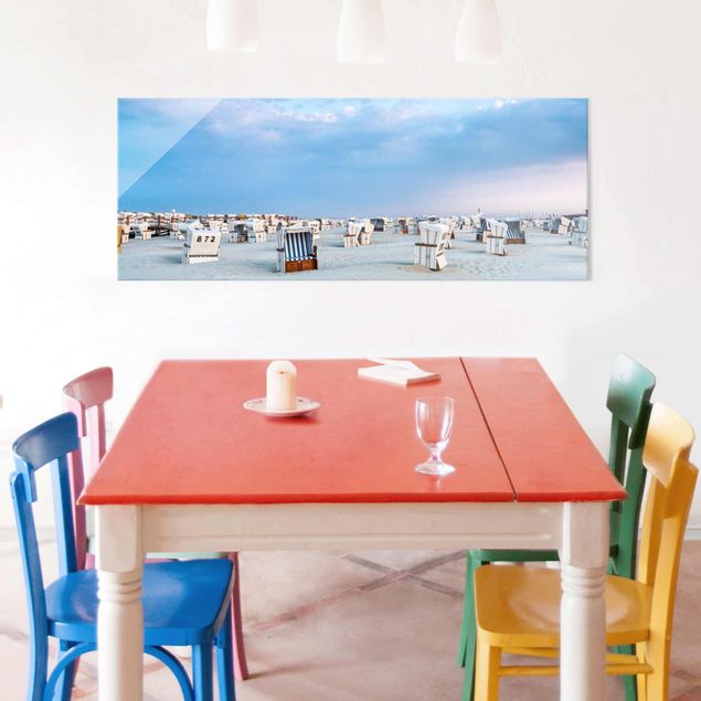 Glass print - Beach Chairs On The North Sea Beach