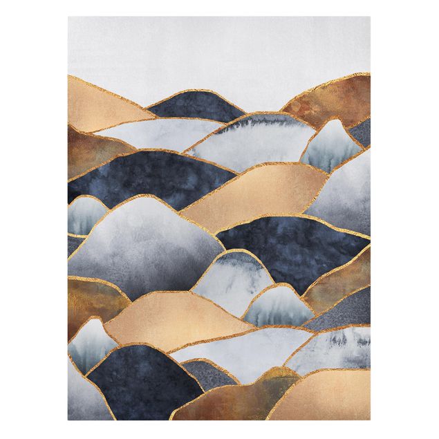 Canvas print - Golden Mountains Watercolour