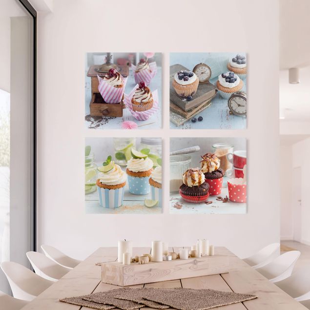 Print on canvas - Vintage Cupcakes with topping