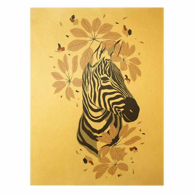 Canvas print gold - Safari Animals - Portrait Zebra