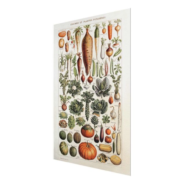 Glass print - Vintage Board Vegetables