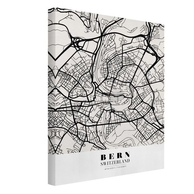 Print on canvas - Bern City Map - Classical