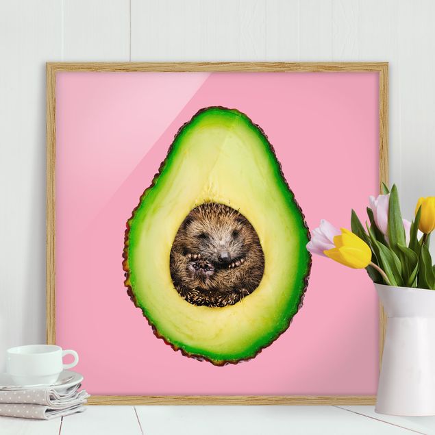 Framed poster - Avocado With Hedgehog