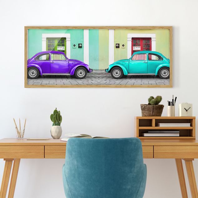 Framed poster - Beetles Purple Turquoise