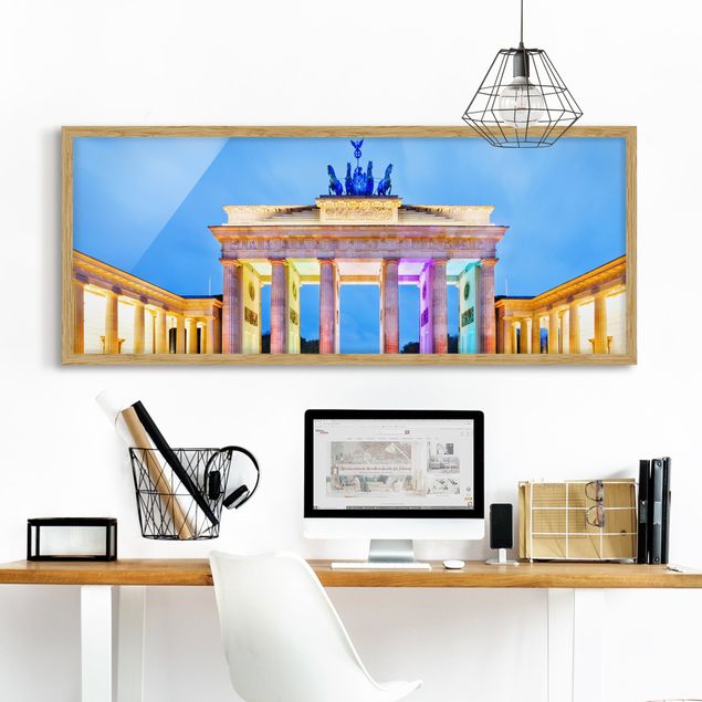 Framed poster - Illuminated Brandenburg Gate