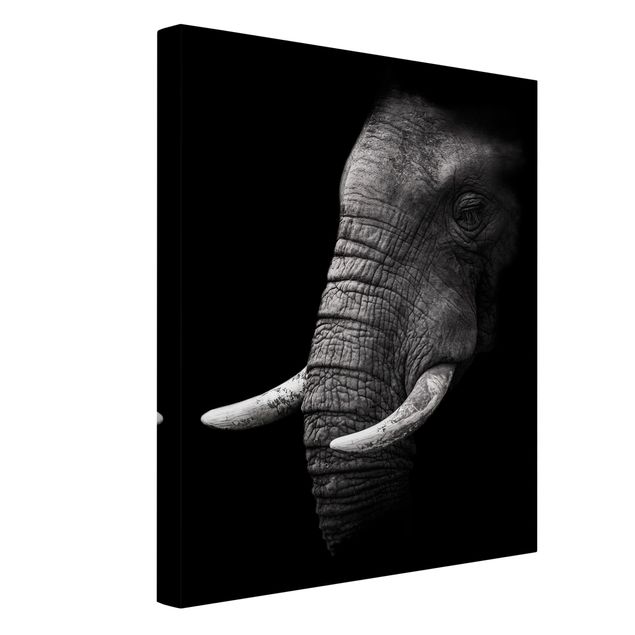 Print on canvas - Dark Elephant Portrait