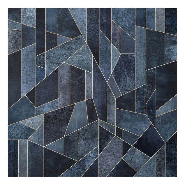 Glass print - Blue Geometry Watercolour