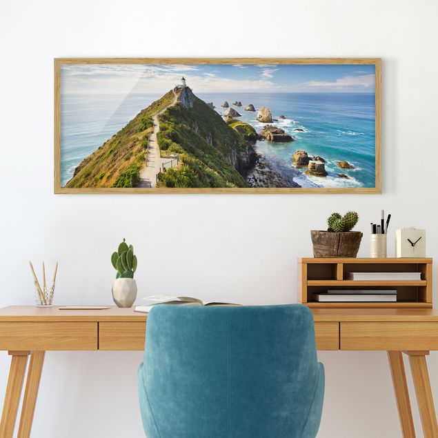 Framed poster - Nugget Point Lighthouse And Sea New Zealand