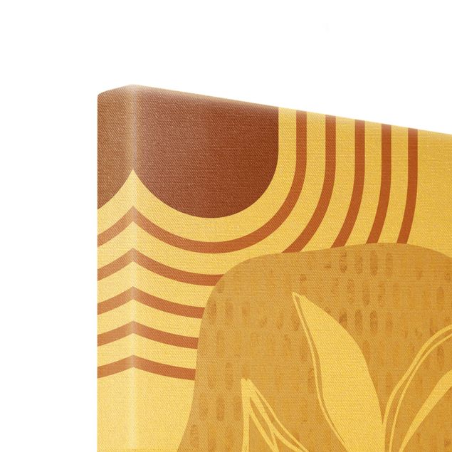 Canvas print gold - Geometrical Shapes - Leaves Orange Gold