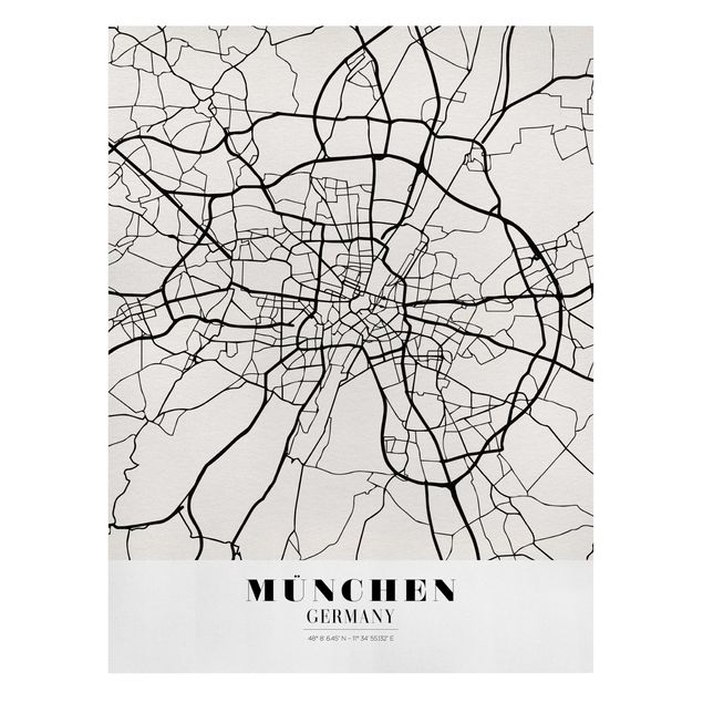 Print on canvas - Munich City Map - Classic
