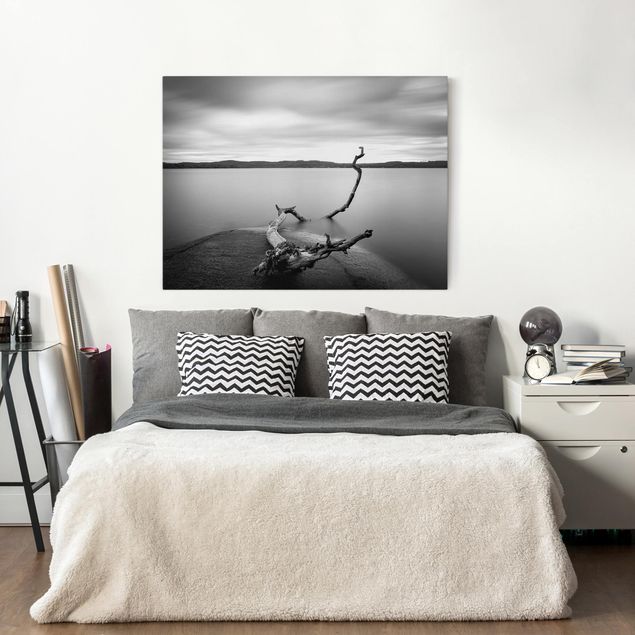 Print on canvas - Sunset In Black And White By The Lake