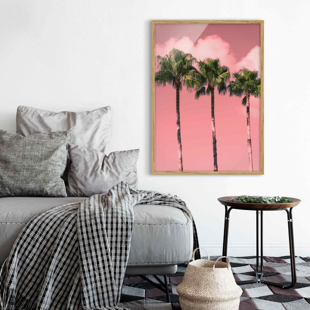 Framed poster - Palm Trees Against Sky Pink