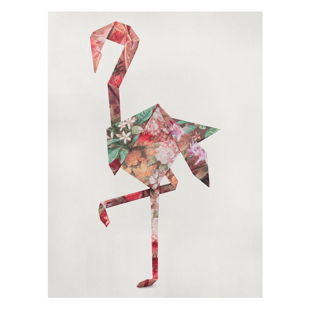 Print on canvas - Origami Flamingo