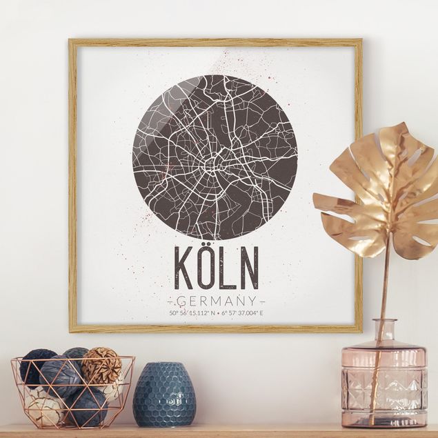Framed poster - Cologne City Map - Retro