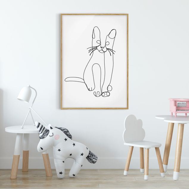 Framed poster - Cat Line Art