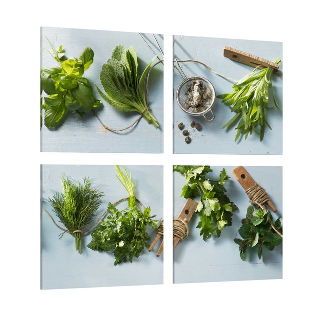 Print on canvas 4 parts - Bundled Herbs