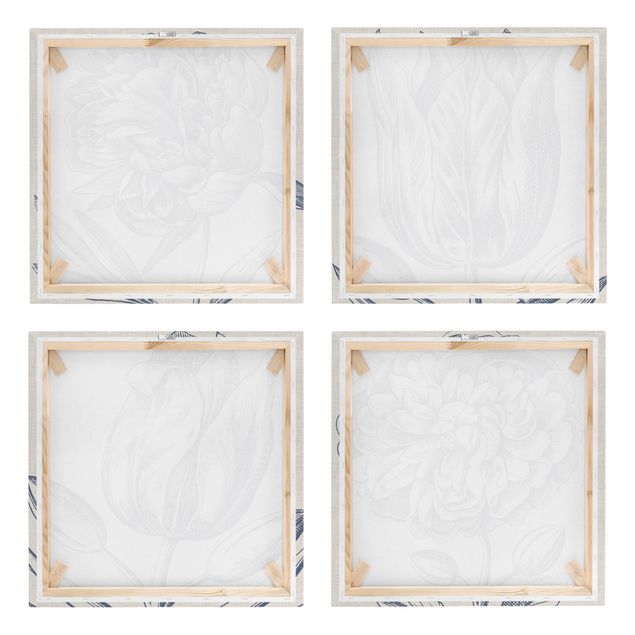 Print on canvas - Indigo Blossom On Linen Set II