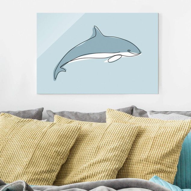 Glass print - Dolphin Line Art