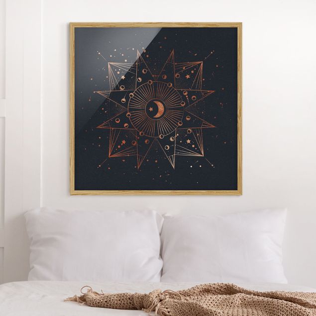 Framed poster - Astrology Moon Magic Blue Gold