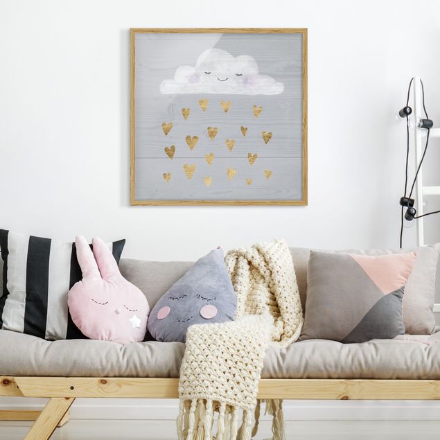 Framed poster - Cloud With Golden Hearts
