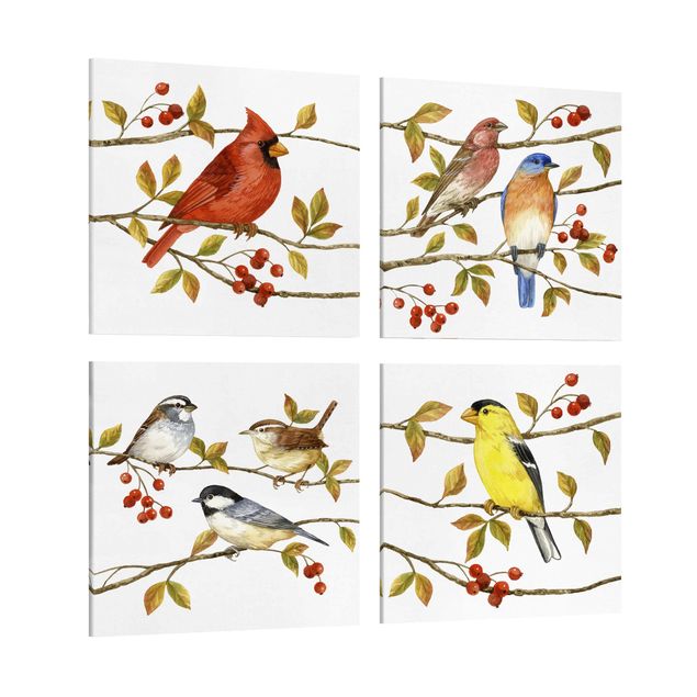 Print on canvas - Birds And Berries Set II