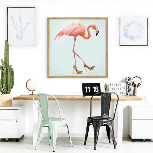 Framed poster - Flamingo With High Heels
