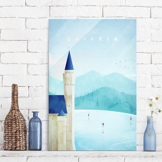 Glas Magnettafel Travel Poster - Bavaria
