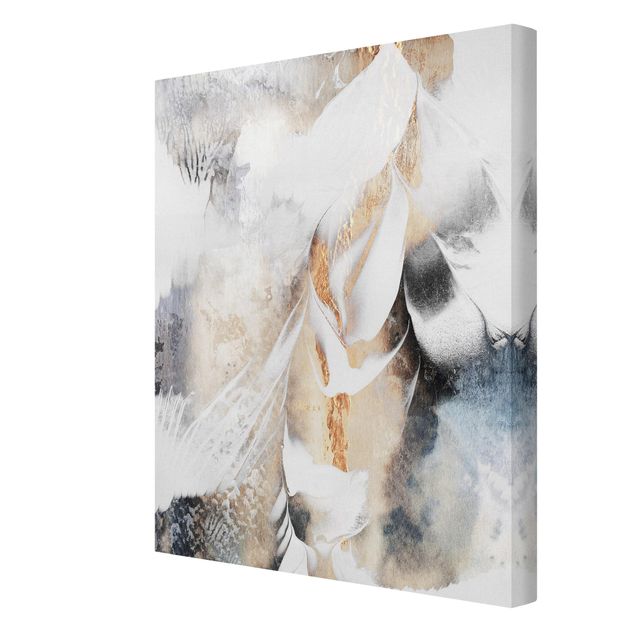 Canvas print - Golden Abstract Winter Painting