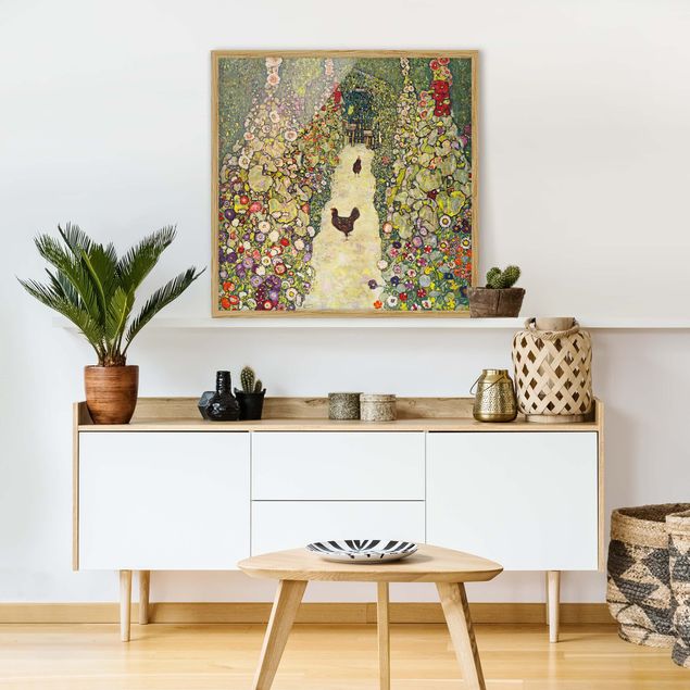 Framed poster - Gustav Klimt - Garden Path with Hens