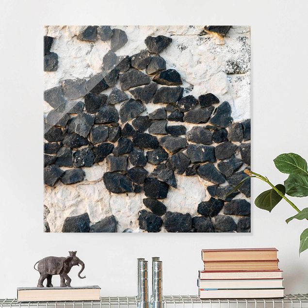 Glas Magnettafel Wall With Black Stones