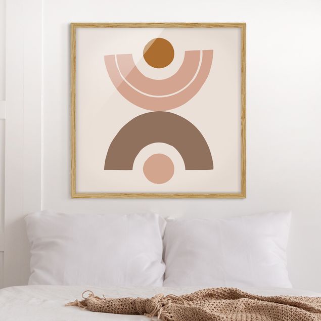 Framed poster - Line Art Pastel Abstract Shapes