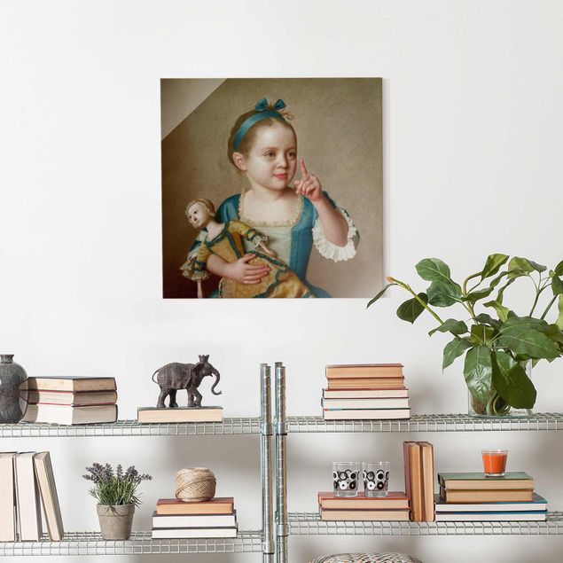 Glas Magnettafel Jean Etienne Liotard - Girl With Doll