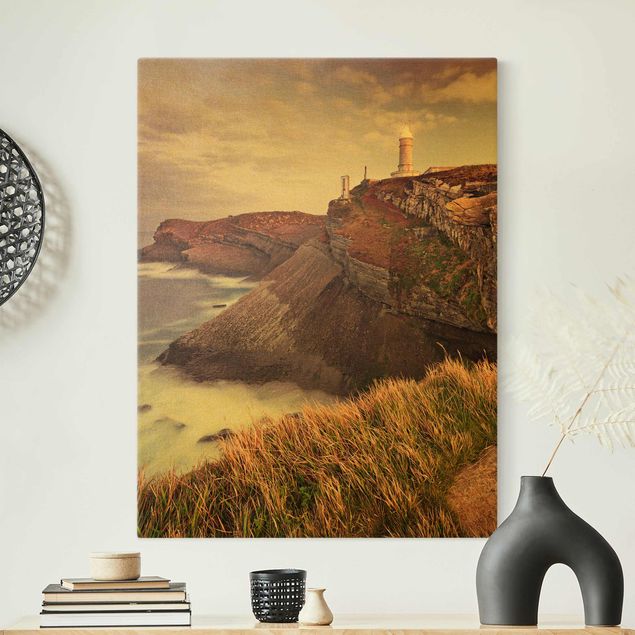 Canvas print gold - Cliff And Lighthouse