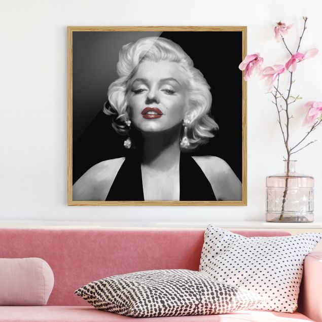 Framed poster - Marilyn With Red Lips