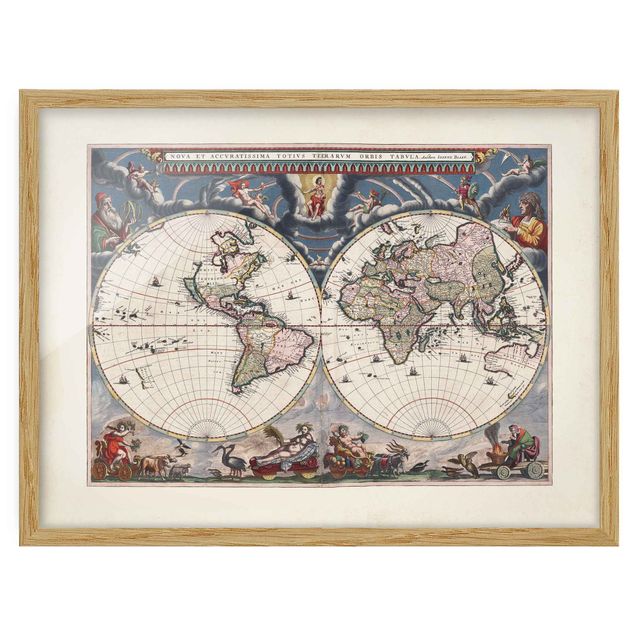 Framed poster - Historic World Map Nova Et Accuratissima Of 1664
