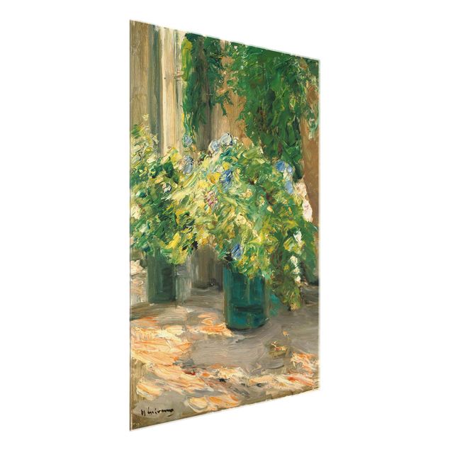 Glass print - Max Liebermann - Flower Pots In Front Of The House