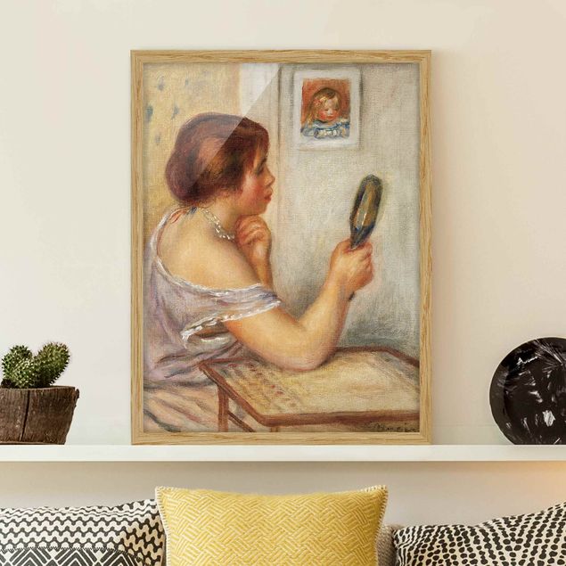 Framed poster - Auguste Renoir - Gabrielle holding a Mirror or Marie Dupuis holding a Mirror with a Portrait of Coco