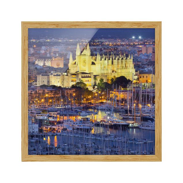 Framed poster - Palma De Mallorca City Skyline And Harbor