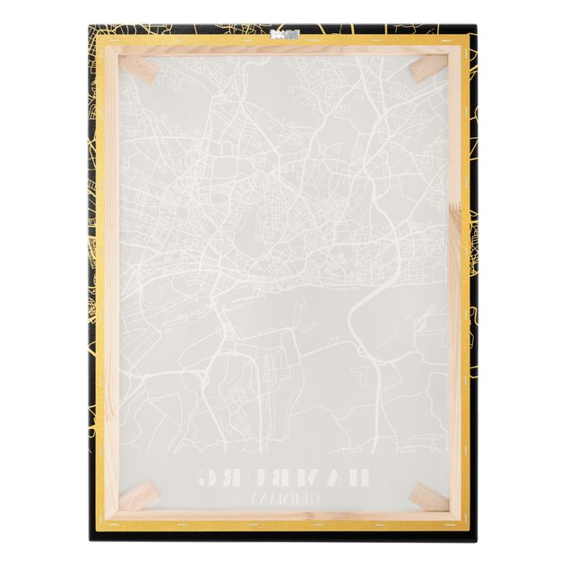 Canvas print gold - Hamburg City Map - Classic Black