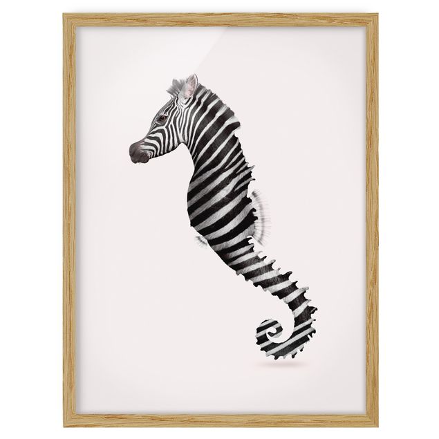Framed poster - Seahorse With Zebra Stripes