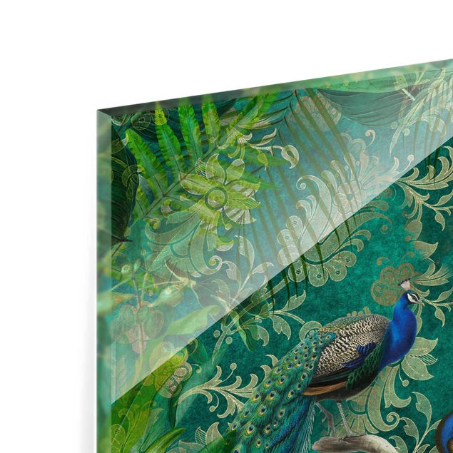 Glass print - Shabby Chic Collage - Noble Peacock II
