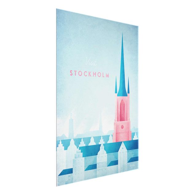 Glass print - Travel Poster - Stockholm