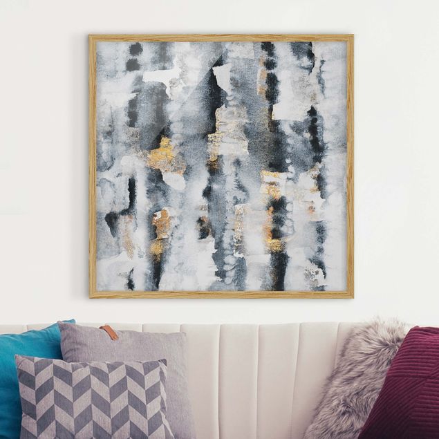 Framed poster - Abstract Watercolour With Gold